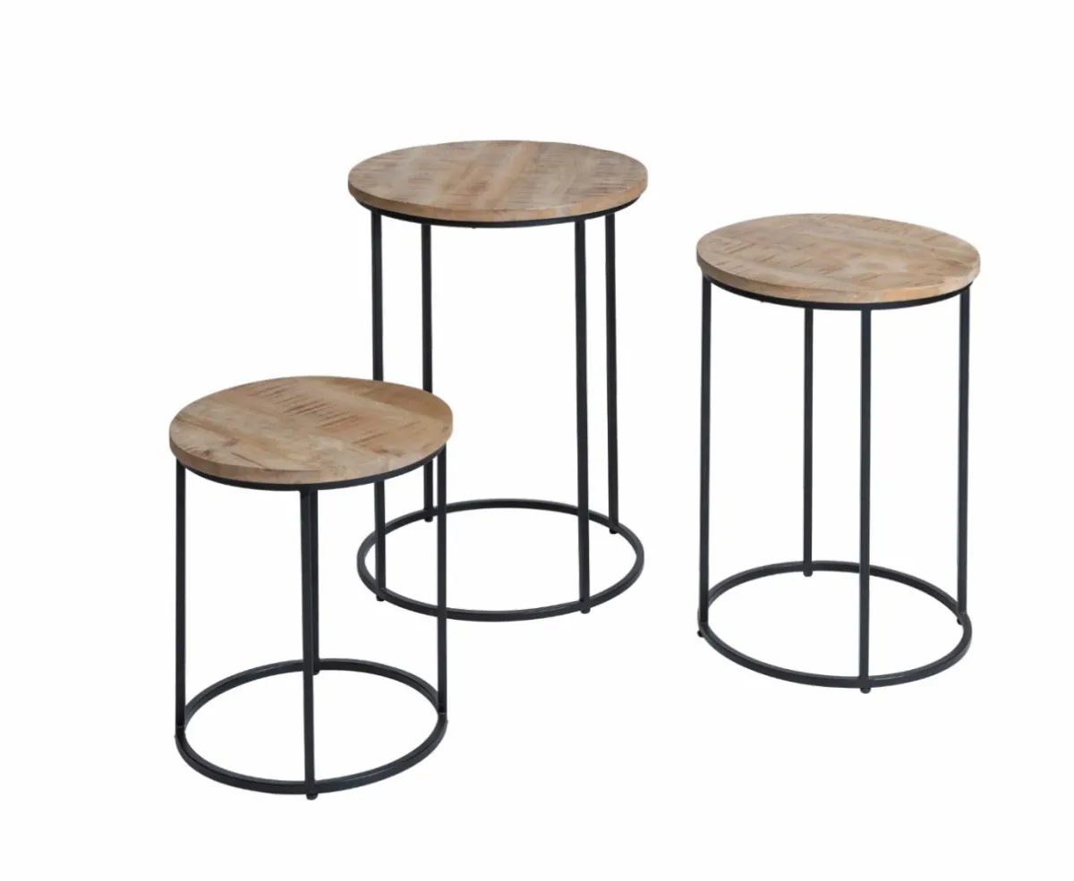 Made in Meubles Table basse gigogne en bois de manguier Anouck