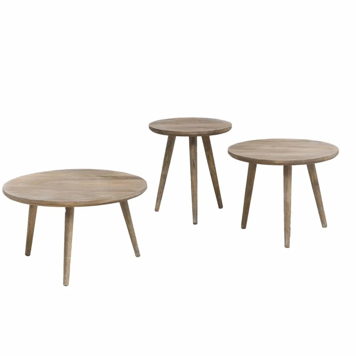 Made in Meubles Table basse gigogne en bois de manguier Nala
