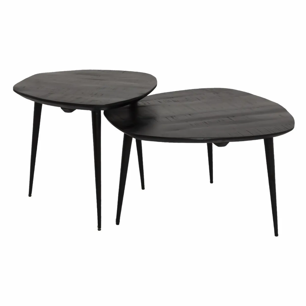 Made in Meubles Table basse gigogne en bois de manguier noir Valério
