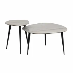 Made in Meubles Table basse gigogne en marbre blanc Ariane