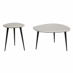 Made in Meubles Table basse gigogne en marbre blanc Ariane