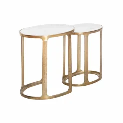 Made in Meubles Table basse gigogne en marbre et aluminium Ruben