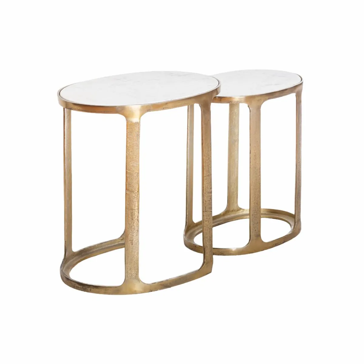 Made in Meubles Table basse gigogne en marbre et aluminium Ruben