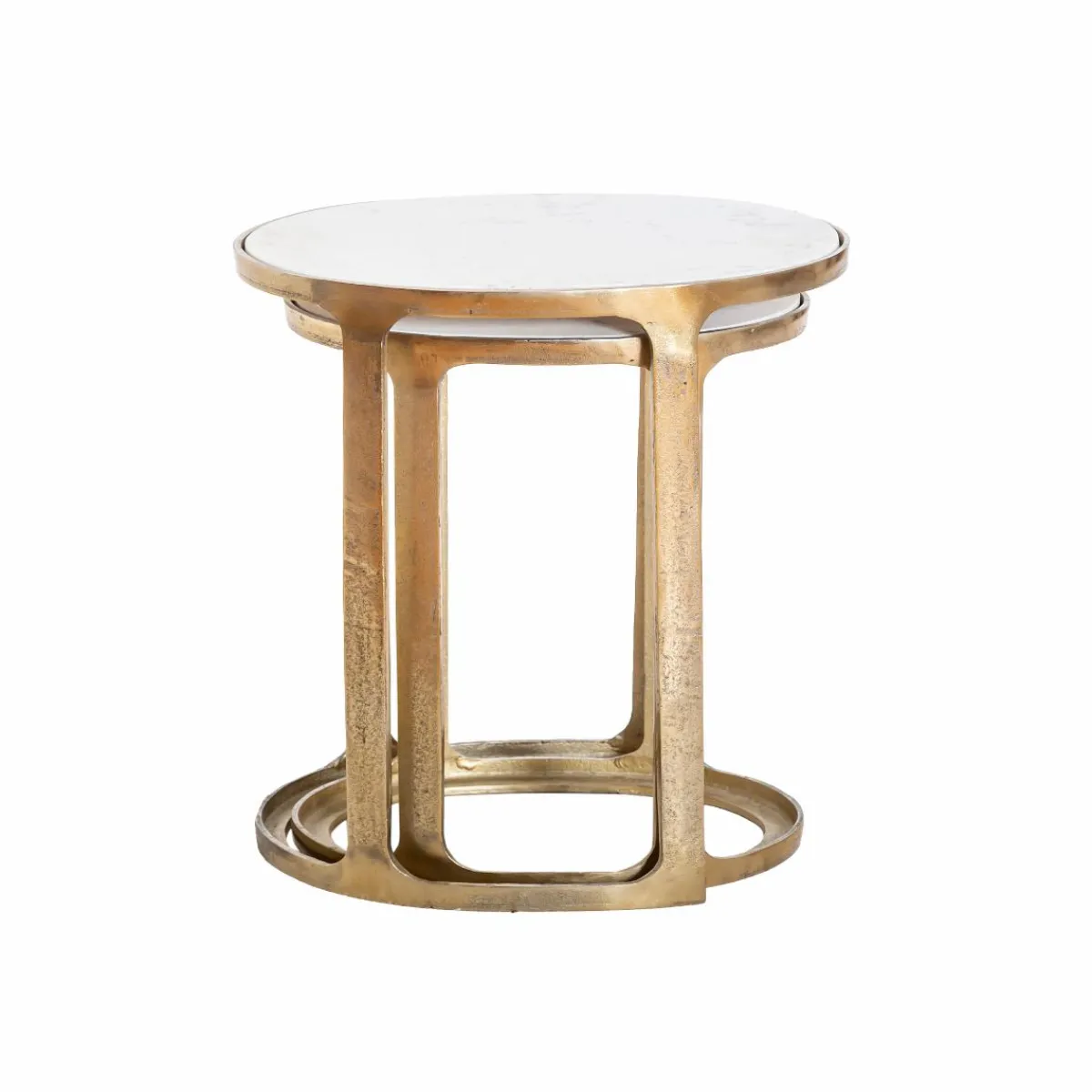 Made in Meubles Table basse gigogne en marbre et aluminium Ruben