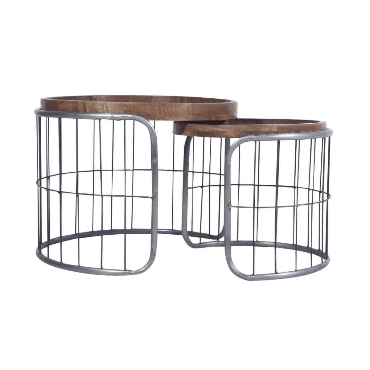 Made in Meubles Table basse gigogne industrielle en métal gris Chiara