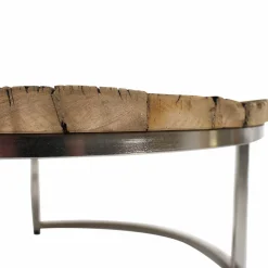 Made in Meubles Table basse gigogne ronde en bois recyclé Milla