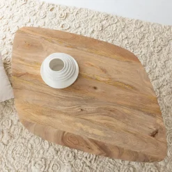 Made in Meubles Table basse losange en bois de manguier et métal Aimée