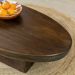 Made in Meubles Table basse ovale en bois de manguier Morana