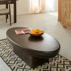 Made in Meubles Table basse ovale en bois de manguier Morana