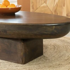 Made in Meubles Table basse ovale en bois de manguier Morana