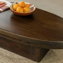 Made in Meubles Table basse ovale en bois de manguier Morana