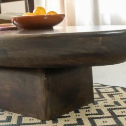 Made in Meubles Table basse ovale en bois de manguier Morana