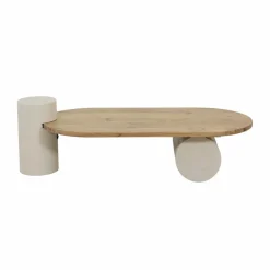 Made in Meubles Table basse ovale en bois effet béton et bois d'acacia Dalva