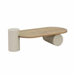 Made in Meubles Table basse ovale en bois effet béton et bois d'acacia Dalva