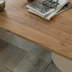 Made in Meubles Table basse ovale en bois effet béton et bois d'acacia Dalva