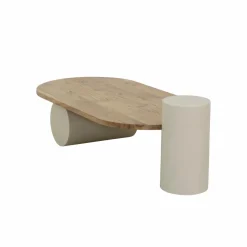Made in Meubles Table basse ovale en bois effet béton et bois d'acacia Dalva