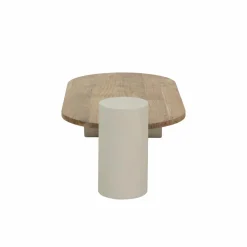 Made in Meubles Table basse ovale en bois effet béton et bois d'acacia Dalva