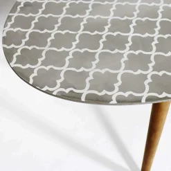 Made in Meubles Table Basse plateau motif graphique et pieds en bois ScandiGraphiK