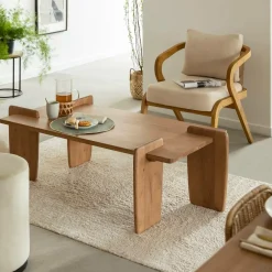 Made in Meubles Table basse rectangle en bois d'acacia Zola