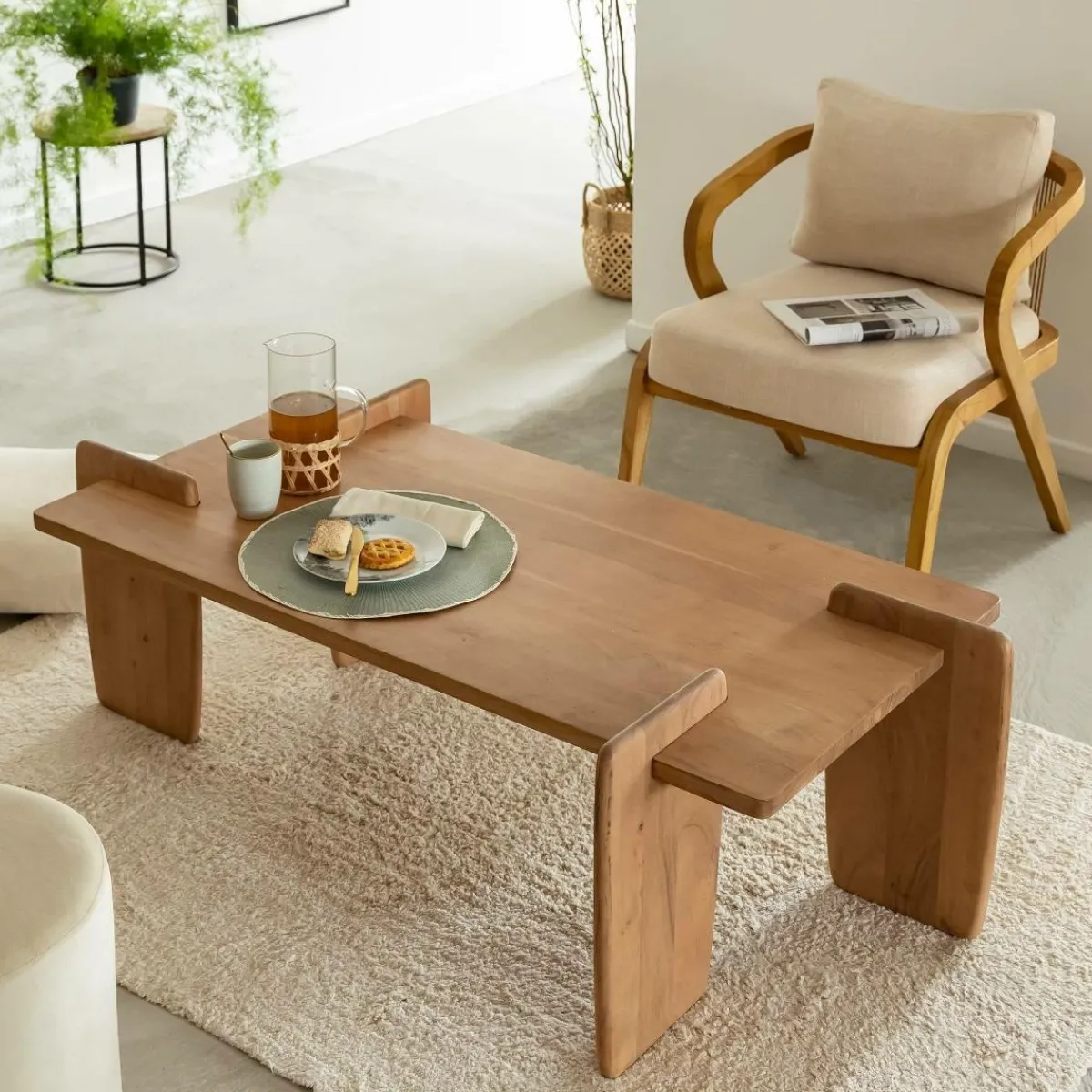 Made in Meubles Table basse rectangle en bois d'acacia Zola