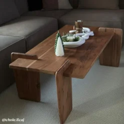Made in Meubles Table basse rectangle en bois d'acacia Zola