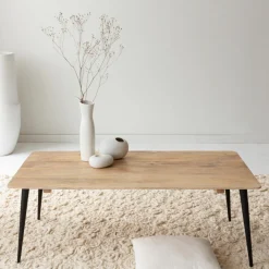 Made in Meubles Table basse rectangle en bois de manguier et métal Aimée