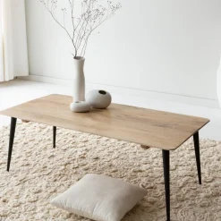 Made in Meubles Table basse rectangle en bois de manguier et métal Aimée