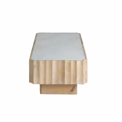 Made in Meubles Table basse rectangulaire en bois de manguier et marbre blanc Moana