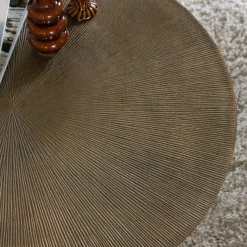Made in Meubles Table basse ronde en aluminium doré et métal noir Aurèle