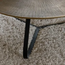 Made in Meubles Table basse ronde en aluminium doré et métal noir Aurèle