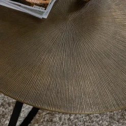 Made in Meubles Table basse ronde en aluminium doré et métal noir Aurèle