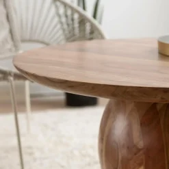Made in Meubles Table basse ronde en bois d'acacia Charlou