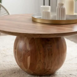 Made in Meubles Table basse ronde en bois d'acacia Charlou