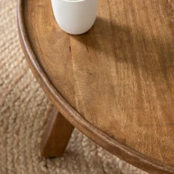 Made in Meubles Table basse ronde en bois de manguier Elara