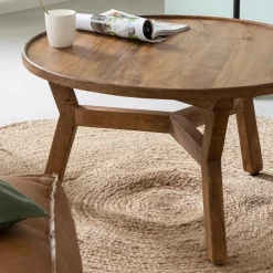 Made in Meubles Table basse ronde en bois de manguier Elara