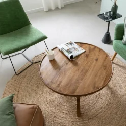 Made in Meubles Table basse ronde en bois de manguier Elara