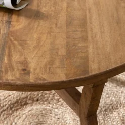 Made in Meubles Table basse ronde en bois de manguier Elara