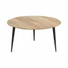 Made in Meubles Table basse ronde en bois de manguier et métal Aimée