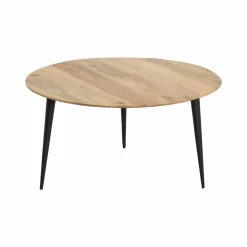 Made in Meubles Table basse ronde en bois de manguier et métal Aimée