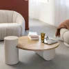 Made in Meubles Table basse ronde en bois effet béton et bois d'acacia Dalva