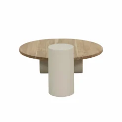 Made in Meubles Table basse ronde en bois effet béton et bois d'acacia Dalva
