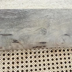 Made in Meubles Table basse ronde en bois et en cannage Lucie