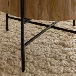 Made in Meubles Table basse ronde en bois et en cannage Lucie