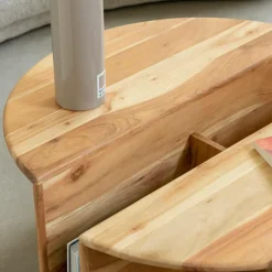 Made in Meubles Table basse ronde en bois d'acacia Astare