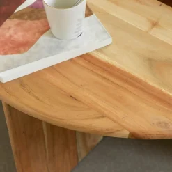 Made in Meubles Table basse ronde en bois d'acacia Astare