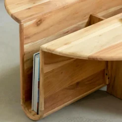 Made in Meubles Table basse ronde en bois d'acacia Astare