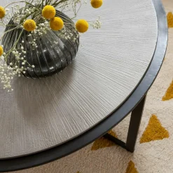Made in Meubles Table basse ronde en bois et métal Céleste