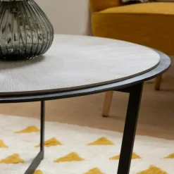 Made in Meubles Table basse ronde en bois et métal Céleste