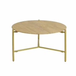Made in Meubles Table basse ronde en marbre et métal doré Cerys