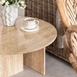 Made in Meubles Table basse ronde en marbre Grâce